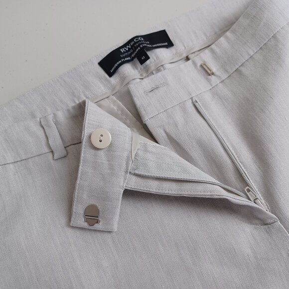 RW&CO. Taupe Linen Blend Modern Flare Suit Pants - Picture 4 of 16